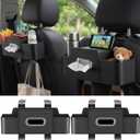 2 Pack Back Seat Car Organizer, Multifunctional Car Organizer Seat Back, with Tissue Box Holder, 2 Cup Holders & 2 Cup Hooks for Phone, Drinks, Toy, Snacks for Keeping Cars Tidy, Fits Most Vehicles