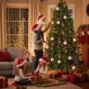 15 PCS Christmas Tree Ornaments Velvet Balls, 3.15 Inch Large Velvet Christmas Tree Ball Ornaments Set Star, Shatterproof Plastic Hanging Bulb for Xmas Tree Decorations - Multicolor Green Brown Beige