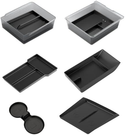 SUMK 2025 Upgrade Center Console Organizer Tray for Tesla Model Y Juniper Accessories 2026 [Tailor-Made, Non-Slip & Wear-Resistant and Easy to Clean] Durable PC+Silicone Center Organizer Set