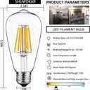 SHUWDKAR LED Light Bulbs DC 12V 6W E26 ST64 Low Voltage Bulb RV Camper Warm White 2700K Vintage Clear Glass Filament Edison Bulbs Equivalent 75W Halogen Marine Boat Solar 12V Battery Lighting,2 Pack