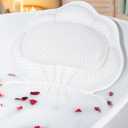 Bath Pillows for Tub, Afitton Luxury Bath Pillow Bathtub Pillow Headrest Neck and Back Support - with 4D Air Mesh Fabric & 6 Powerful Suction Cups, Ergonomic Bath Accessories Spa Gifts for Women Men (White)