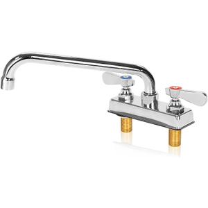 Leak-Free Commercial Bar Sink Faucet 10" Swivel Spout with Ceramic Valve, Utility Laundry Sink Faucet 4" Center Deck Mount, Brass Constructed for Large Sink in Kitchen, Laundry Room, Garage