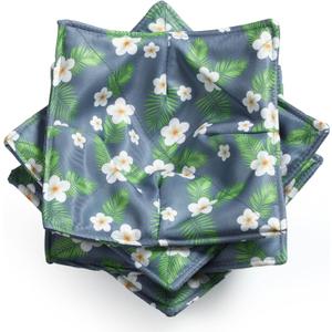 Cunhill 4 Pcs Cotton Microwave Bowl Cozy Holders for Hot Food Hot Pads Soup Bowl Potholders Heat Resistant Multipurpose Quilted Safe Holders for Kitchen Plate Supply(Navy Blue, Flower Style)