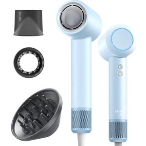 PLUZZ Ionic Hair Dryer with Diffuser, Professional High-Speed Blow Dryer for Women & Men, 110,000 RPM Brushless Motor Fast Drying & Low Noise, Thermo-Control, Lightweight & Compact for Home and Travel