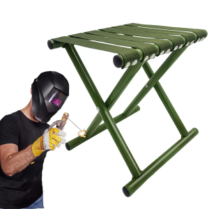 DAWNGHY Foldable Stool Outdoorsteel Barbecue Portable Camping Height Lightweight Steel Foldable Chair for Outdoor Camping Walking Hiking Fishing Quick Folding (Atrovirens)