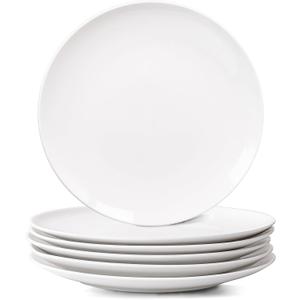 White Dinner Plates Set of 6, 10 Inch Ceramic Plates White Porcelain Dinner Plates for Kitchen, Serving & Everyday Use, Microwave & Dishwasher Safe, 25.4Cm