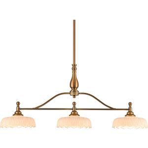 HDDFL Chandeliers Pendant Light Fixture Vintage Pendant Lighting Fixtures 3 Lights Chandelier Kitchen Glass Hanging Lamp for Island Dining Living Room Brass and White