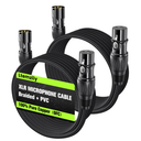 XLR Cable 10ft 2 Pack, Dual Shielded OFC XLR Microphone Cable, Male to Female Braided Balanced Mic Cord with Gold-Plated 3-Pin for Mixer, Speaker Systems, 10 Foot