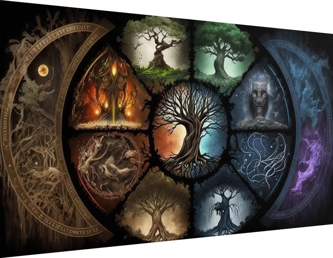 ijbnhd Large Diamond Painting, Tree of Life Moon Large Diamond Art Kits for Adults, Full Drill Round Big Diamond Painting, DIY Gem Art and Crafts for Home Wall Decor Gift 27.5 X 15.7inch