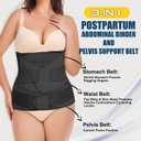 3 in 1 Postpartum Belly Band - Postpartum Belly Support Recovery Wrap, After Birth Brace, Slimming Girdles, Body Shaper Waist Shapewear, Post Surgery Pregnancy Belly Support Band (S/M, Black) (Black)