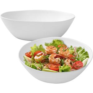 Melamine Serving Bowl, 2 Pack 12 inch Fruit Salad Bowls, 130 Oz Pasta Bowls Set of 2, Large White Serving Dishe/Mixing bowl for Entertaining, Break-Resistant Melamine Bowl