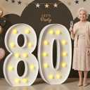 80 Light up Numbers 4 Feet Tall, 80 Marquee Numbers for Party, 80th Birthday Decorations for Women Men, Big 80 Sign with Light for Anniversary, Birthday Backdrop Decor