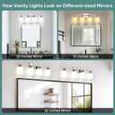 Ascher Bathroom Light Fixtures, 4-Light Vanity Light Over Mirror, Brushed Nickel Wall Sconces with Milky White Frosted Glass Shades, Wall Lamp for Living Room Bedroom, E26 Base(Bulbs Not Included)