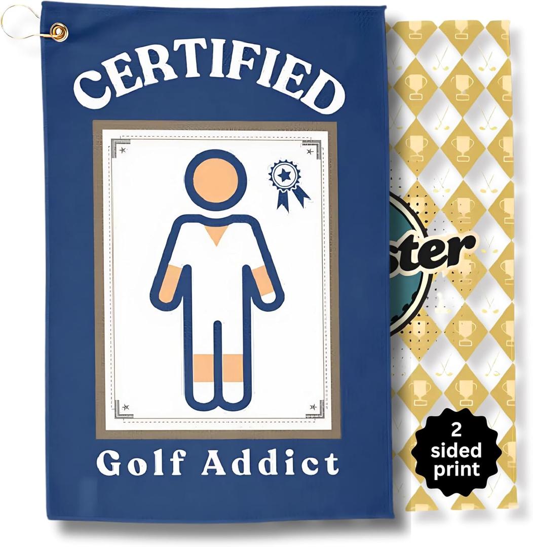 Funny Golf Towels- Golfer Tan, Golf Themed Gag Gifts for Men Who Have Everything, Golf Towels for Golf Bags with Clip for Men, Funny, Unique Accessories (Certified) (Multicolor-4)