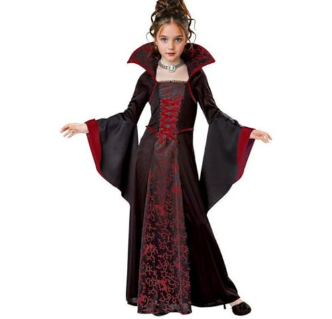 iTVTi Vampire Costume for Girls Kid Halloween Carnival Fancy Black Dress for Cosplay, 89 Years Medium