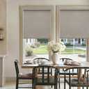 Blackout Blinds Cordless Roller Shades for Bedroom Windows Free-Stop Thermal Insulated 100% Black Out Linen Roller Shades Blinds for Office Living Dining Room, Greyish Beige Burlywood Birch W35xH72