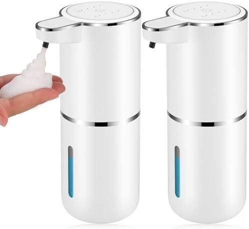 2 Pack Automatic Soap Dispensers,12.8oz/380ml USB Touchless Automatic Foaming Soap Dispenser,Rechargeabled Wall Mounted Smart Soap Dispenser for Bathroom Kitchen Dish Soap