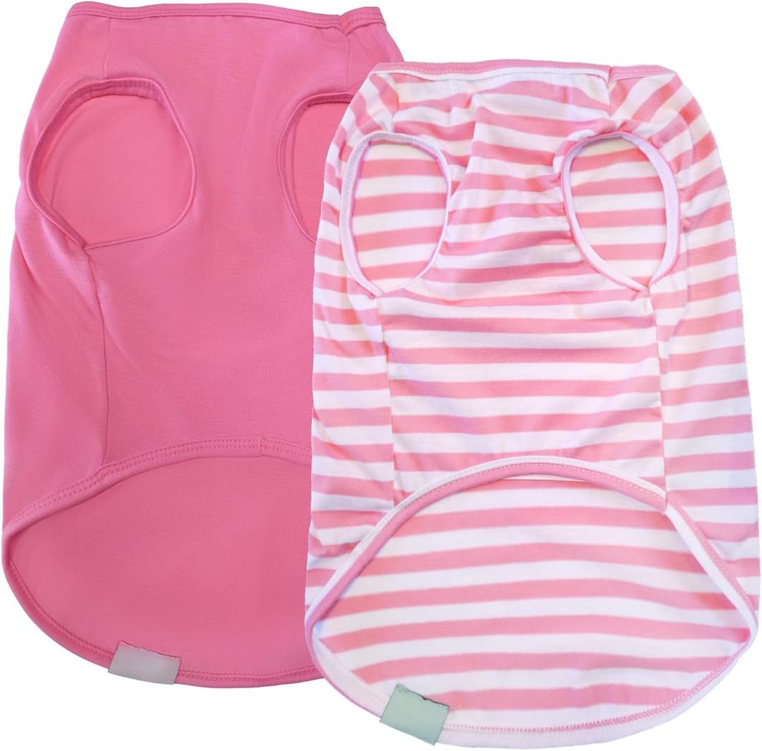 Dog Shirts for Small Dogs Girl 2 Pack Stretchy Lightweight Spring Calm Puppy Clothes Breathable Tshirts for Medium Dogs Pink Size L for Easter