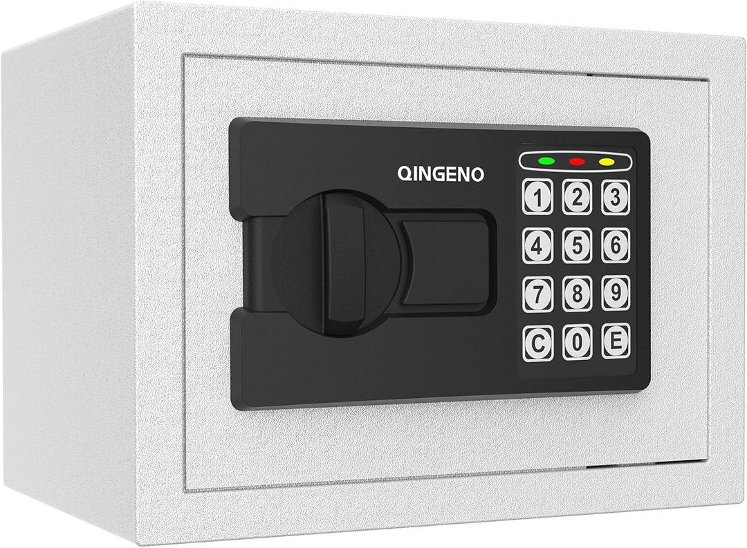 Mini Safe with Digital Electronic Security Keypad, Wall or Cabinet Safe for Home/Office/Travel/Business Use, White, LT-208-EWE