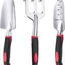 Garden Tool Set, 3 Pieces Aluminum Heavy Gardening Kit Including Hand Shovel, Transplant Shovel and Hand Rake with Soft Rubber Non-Slip Handle, Peoplewholovegardeningenjoy apleasant Experience