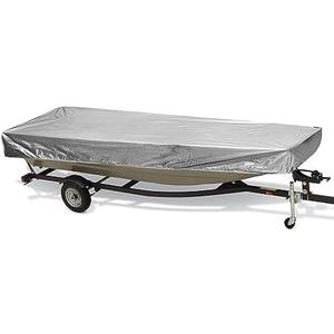 UNKOMN Boat Cover 10-16FT Jon Boat Cover Black/Silver Waterproof Sun Protection Anti-UV Heavy Duty 600D Marine Trailerable Canvas Boat Accessories