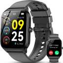 Smart Watch for Men Women, 1.85" HD Fitness Tracker with Bluetooth Calls/AI Voice Control, IP68 Waterproof, 115+Sports Modes, 24/7 Heart Rate/Sleep Fitness Watch Compatible with iOS/Android, Black