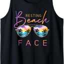 Resting Beach Face Vintage Retro Beach Vacation For Women's Tank Top, S