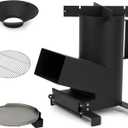 3-in-1 Camp Rocket Stove with 14.5" Cooking Grate, 18" Griddle and Cooktop, Portable Wood Burning Camping Stove for Patio Backyard RV Tailgating Trailer Tents Hiking, GS302