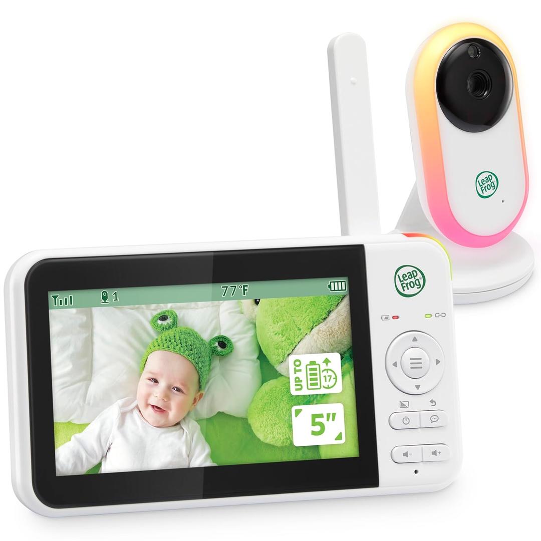 LeapFrog LF2415 Baby Monitor, 5 IPS LCD Screen, 1000ft Range, Night Vision, Soothing Lullabies, NightLight, 2-Way Audio, Temperature Sensor, SecureTransmission No WiFi
