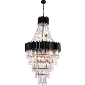 Wellmet Black Crystal Chandelier Light, 30 Modern French Empire Chandeliers for Living Room, Gothic Large Raindrop Lighting Fixture Hanging for Dining Room, Foyer, Entryway, Bedroom, High Ceiling