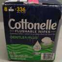 Cottonelle GentlePlus Flushable Wet Wipes with Aloe & Vitamin E, 8 Flip-Top Packs, 42 Wipes Per Pack (336 Total Wipes)