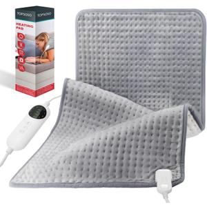 Heating Pad for Back Pain Relief and Period Cramps,Portable Heating Pad for Shoulders and Neck,with 10 Temperature Controllers and 3 Timer Settings,Dry/Moist Heat Therapy,12x24 Inch (Light Grey)
