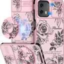 Buleens for Moto G 5G 2024 Case 6.6 Inch - with Ring Stand & Camera Cover Aesthetic Cute Designed Women Girls Girly Pretty Kawaii Rose Flowers Phone Case for Motorola G 5G 2024 Compatible with Magsafe (for Motorola Moto G 5G 2024, Line Roses)