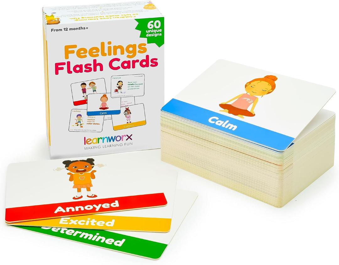 Emotion Cards for Kids, Feeling Cards Game | 60 Emotion & Feeling Flash Cards for Kids | Learn Feelings and Needs Cards | Teach Mixed Emotions & Emotional Intelligence Cards to Children & Toddlers