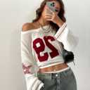 Verdusa Women's Y2k Crochet Tops Jersey Shirts Graphic Going Out Summer Outfits Oversized Streetwear Plus White 3X-Large Plus (Beige, XL)