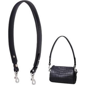 PH PandaHall Short Bag Strap, 28.5 Inch (72.5cm) Purse Strap 1.4 Inch Wide Leather Replacement Shoulder Strap with Sliver Metal Clasps for Women DIY Underarm Bag Crossbody Shoulder Bag Handbag, Black