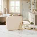 Makeup Bag,Large Capacity Cosmetic Bags for Women,Portable Toiletry Bag Free-Standing Brush Holder for Easy Access