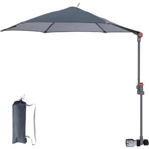 FUNDANGO Camping Chair Umbrella Adjustable with Clamp UPF 50+ (Grey)
