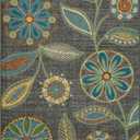 Maples Rugs Reggie Floral Kitchen Rugs Non Skid Accent Area Carpet [Made in USA], Multi, 2'6 x 3'10 (Dark Grey)