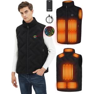 Men's and Women's Heated Vest with 16000mAh Battery Pack Heated Jacket for Men, Lightweight Waistcoats for Outdoor (Large)