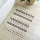 Ink+Ivy Bath Rug Hand-Woven Texture Shaggy Striped Soft & Water Absorbent, Boho Bathroom Dcor Bath-Mats, Non-Slip Absorbent Quick Dry Mats for Tub, Shower Room, Asher, 20x32 Black (1'8" x 2'8" (Rectangular))