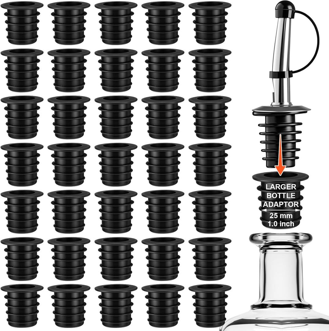 Maxdot 36 Pack Liquor Pourer Adapters for Large Olive Oil Bottles and Liquor Bottles, up to 1inch/25mm Neck Bottle, Converts Regular Size Spout to Large Pouring Spout