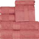 Superior 700 GSM Long Staple 100% Combed Cotton, Durable, Plush and Absorbent 6-Piece Single Ply Towel Set - Blush (6 Piece Towel Set, Blush)