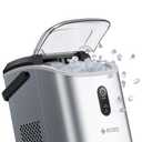 ecozy Nugget Ice Maker Countertop with Handle, Pebble Ice in 5 Mins, 33 lbs Per Day, Self-Cleaning Ice Machine with Ice Bags and Scoop, Portable Ice Maker for Kitchen, Bar, Parties, Camping, RV (Stainless Steel)