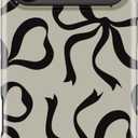 STARVIP for iPhone 17 Pro Case Cute - Wireless Charging Compatible - Dual-Layer Hard Shell + Silicone Cover - Aesthetic Protective Phone Case for Women - Black Bows and Ribbons