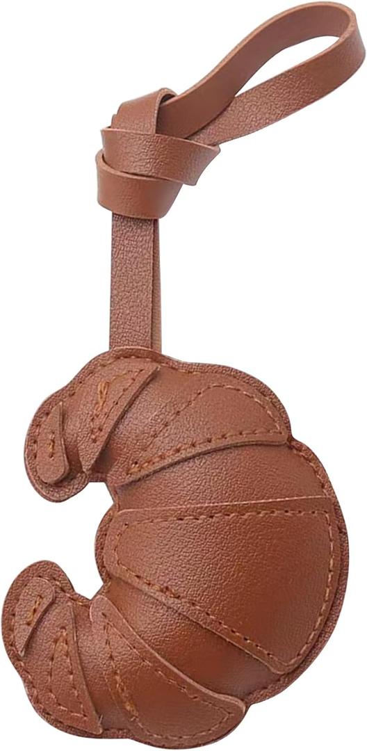 Brown Croissant Bag Charm, Fashin Bread Charm for Handbags Purse Bag Accessories Car Charms PU Key Charms