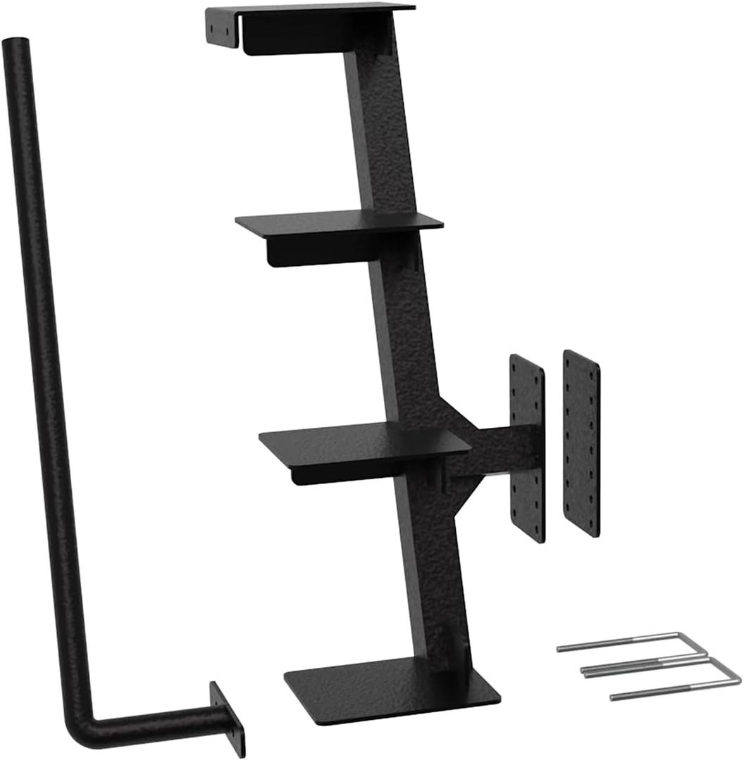 Trailer Steps with Handle, Four-Step Universal Boat Trailer Steps, Suitable for Various Types of Boat Trailer Frames, Black Heavy-Duty Trailer Step