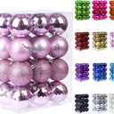 Emopeak 24Pcs Christmas Balls Ornaments for Xmas Christmas Tree - 4 Style Shatterproof Christmas Tree Decorations Hanging Ball for Holiday Wedding Party Decoration (Pink, 2.4"/6.2CM)