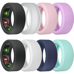 Ring Cover for Oura Ring Gen 4/ Gen 3, Anti-Scratch Elastic Silicone Oura Ring Case Protector for Men Women Working Out Gym (S (6/7/8/9/10), 8Pack-2 Black/Blue/Clear/White/Teal/Purple/Pink)
