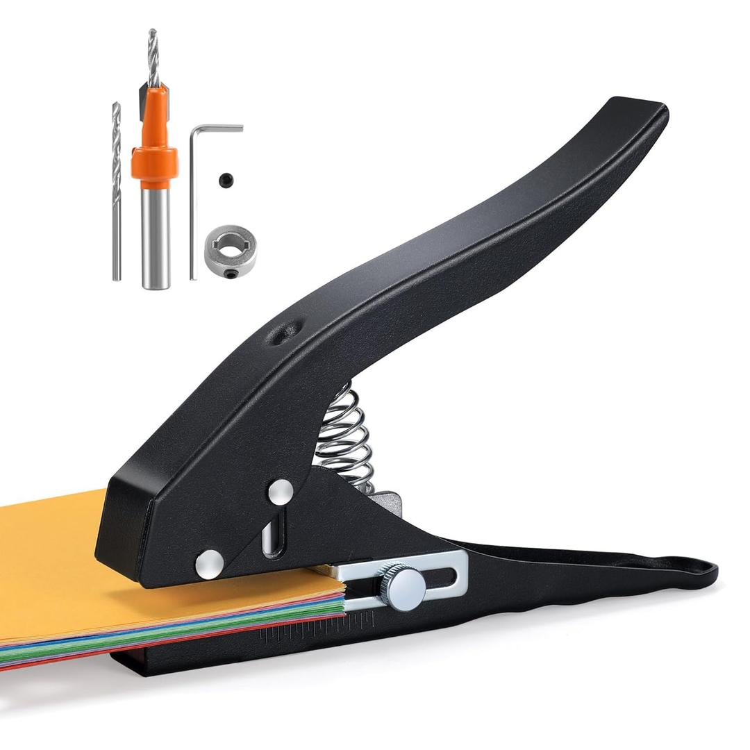 8mm Heavy Duty Hole Puncher Single, Circle Hole Punch Paper Punch Hand-Held Round Single Hole Punch for ID Cards PVC Cards Badge Photos Easy Install